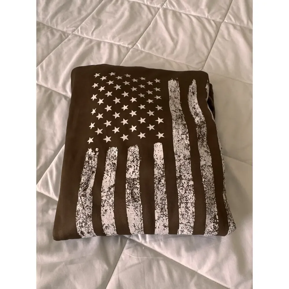 Rothco Hoodie Mens 2XL Brown with White US Flag Pullover Sweater - Picture 12 of 13